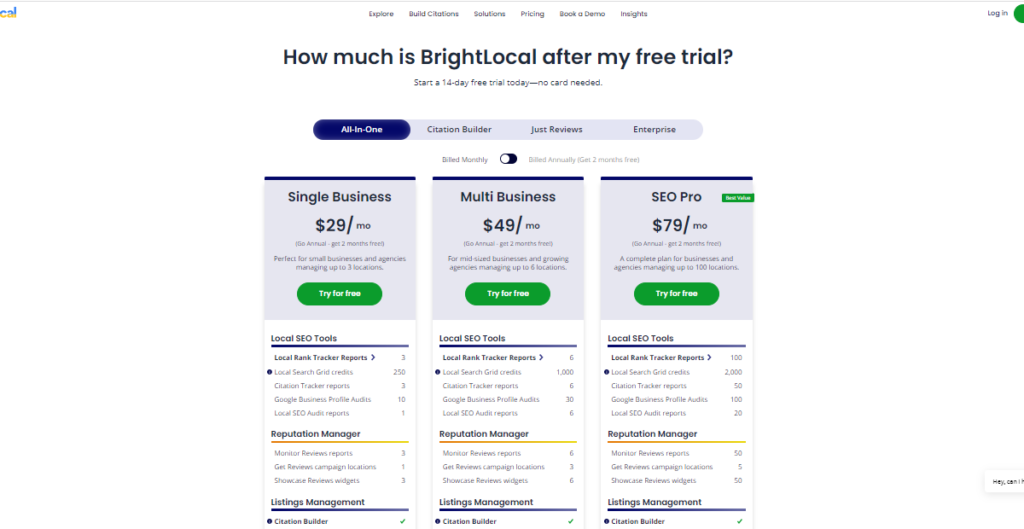 best local seo tools brightlocal software pricing