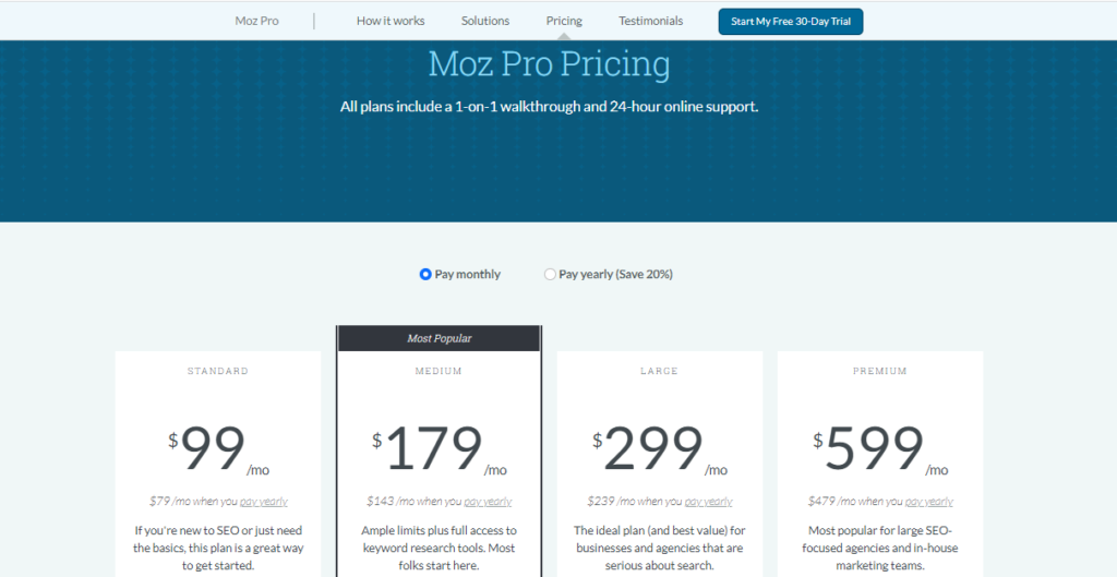 best SEO Reporting tool mozpro pricing
